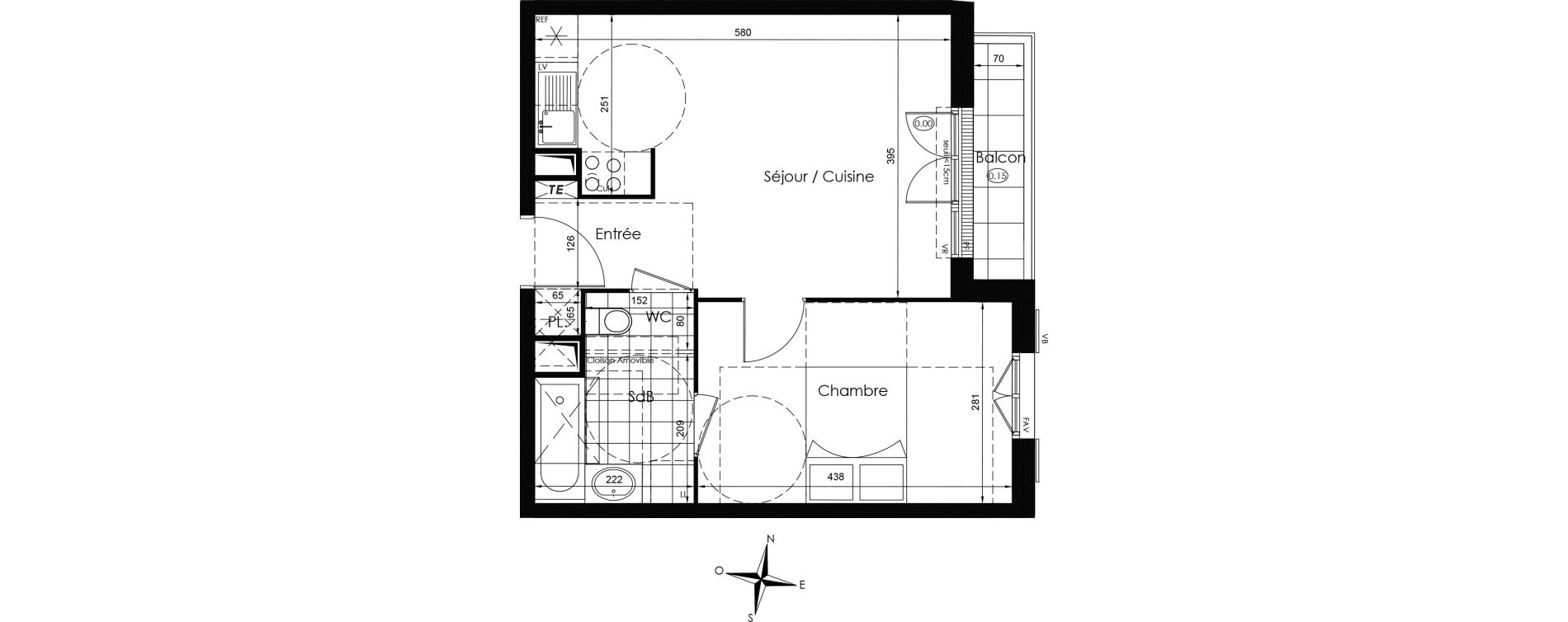 Appartement T2 de 40,42 m2 &agrave; Vaux-Le-P&eacute;nil Centre