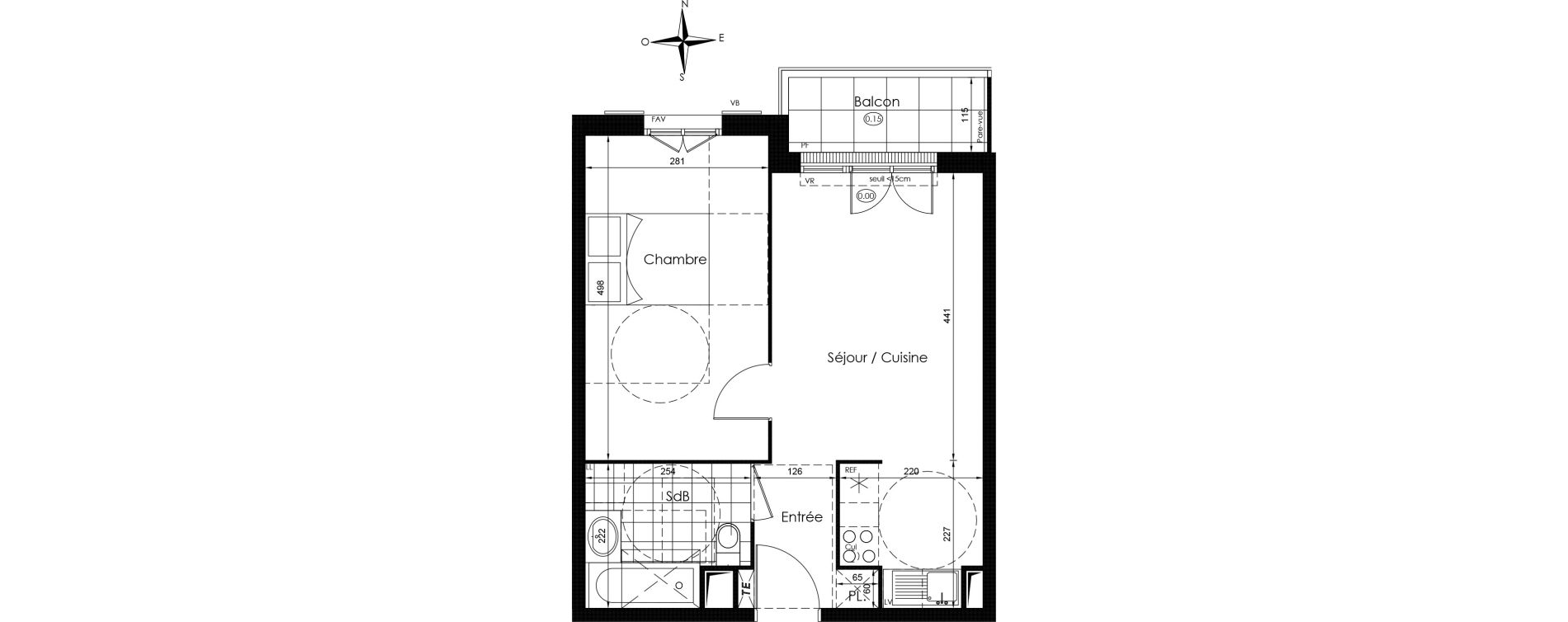 Appartement T2 de 40,95 m2 &agrave; Vaux-Le-P&eacute;nil Centre