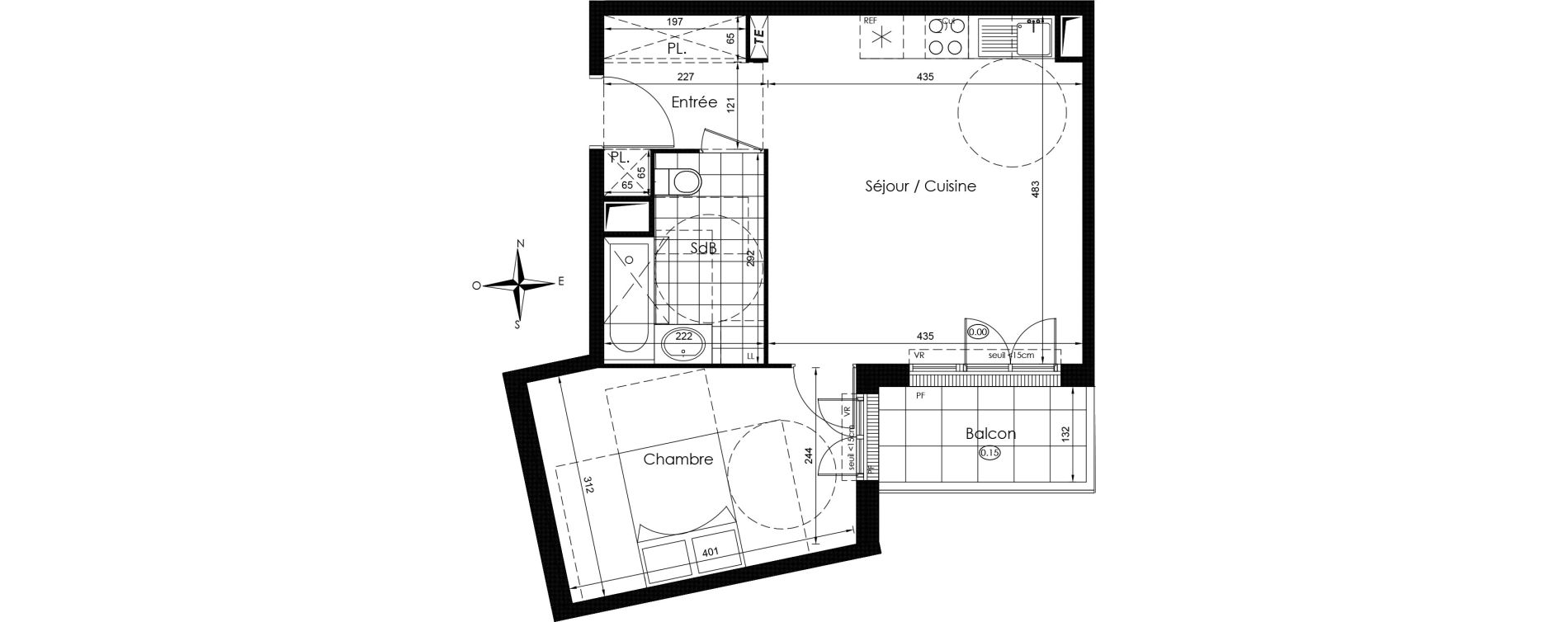 Appartement T2 de 43,06 m2 &agrave; Vaux-Le-P&eacute;nil Centre