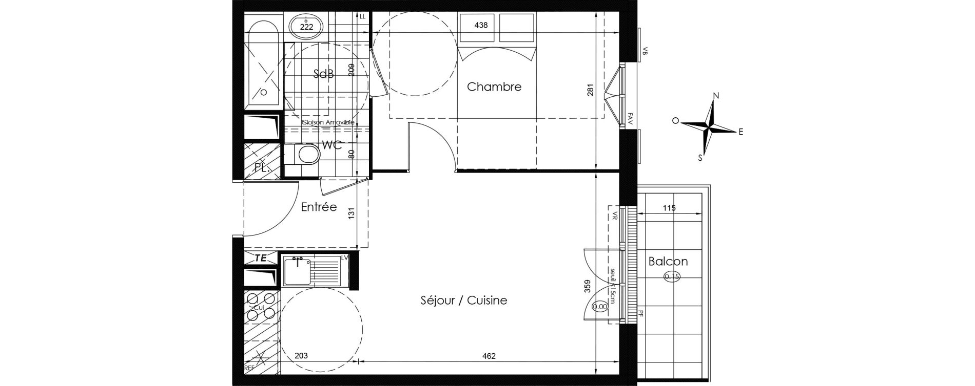 Appartement T2 de 41,28 m2 &agrave; Vaux-Le-P&eacute;nil Centre