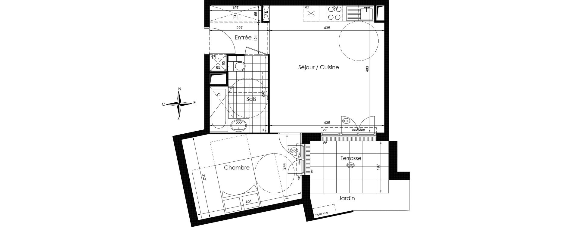 Appartement T2 de 43,06 m2 &agrave; Vaux-Le-P&eacute;nil Centre