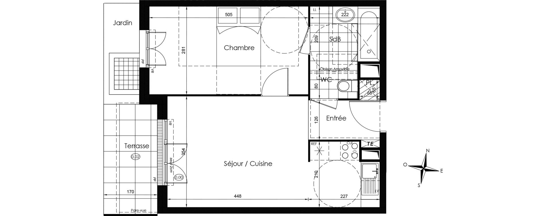 Appartement T2 de 43,25 m2 &agrave; Vaux-Le-P&eacute;nil Centre