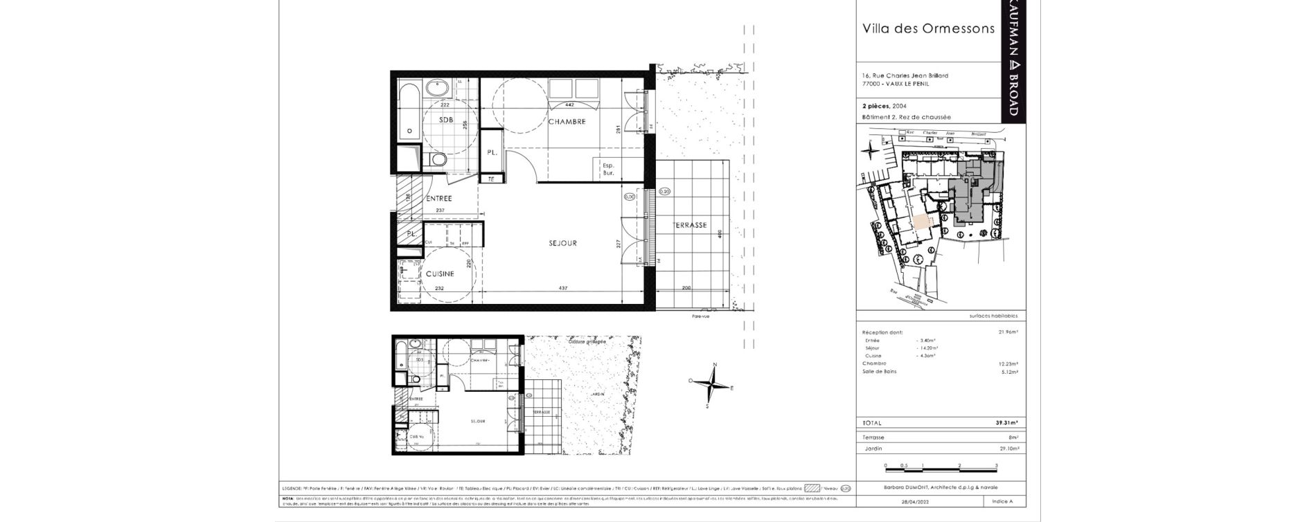 Appartement T2 de 39,31 m2 &agrave; Vaux-Le-P&eacute;nil Centre