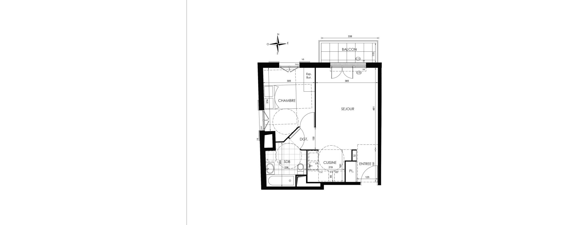 Appartement T2 de 43,39 m2 &agrave; Vaux-Le-P&eacute;nil Centre
