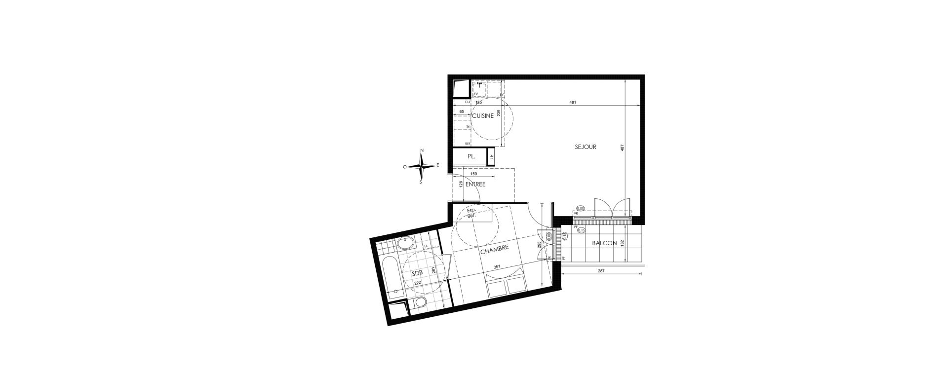 Appartement T2 de 48,10 m2 &agrave; Vaux-Le-P&eacute;nil Centre