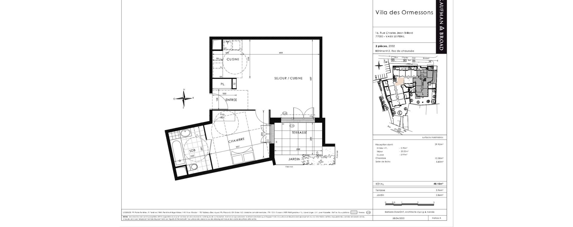 Appartement T2 de 48,10 m2 &agrave; Vaux-Le-P&eacute;nil Centre