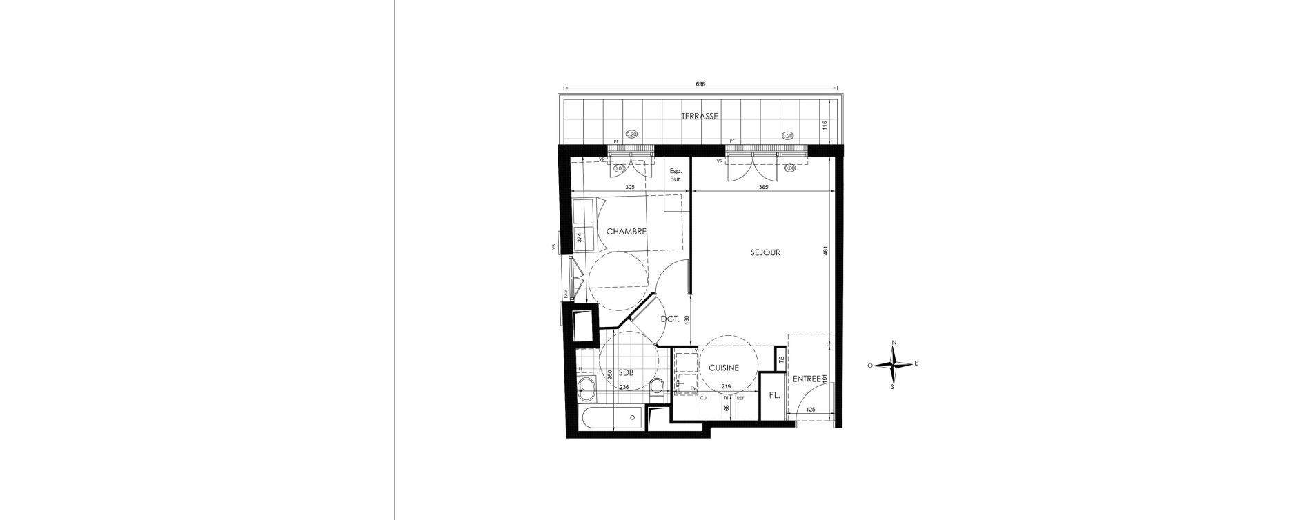 Appartement T2 de 43,39 m2 &agrave; Vaux-Le-P&eacute;nil Centre