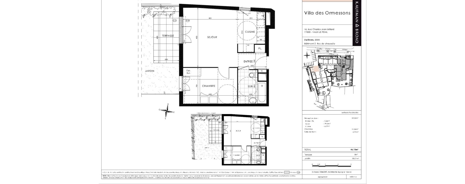 Appartement T2 de 46,10 m2 &agrave; Vaux-Le-P&eacute;nil Centre