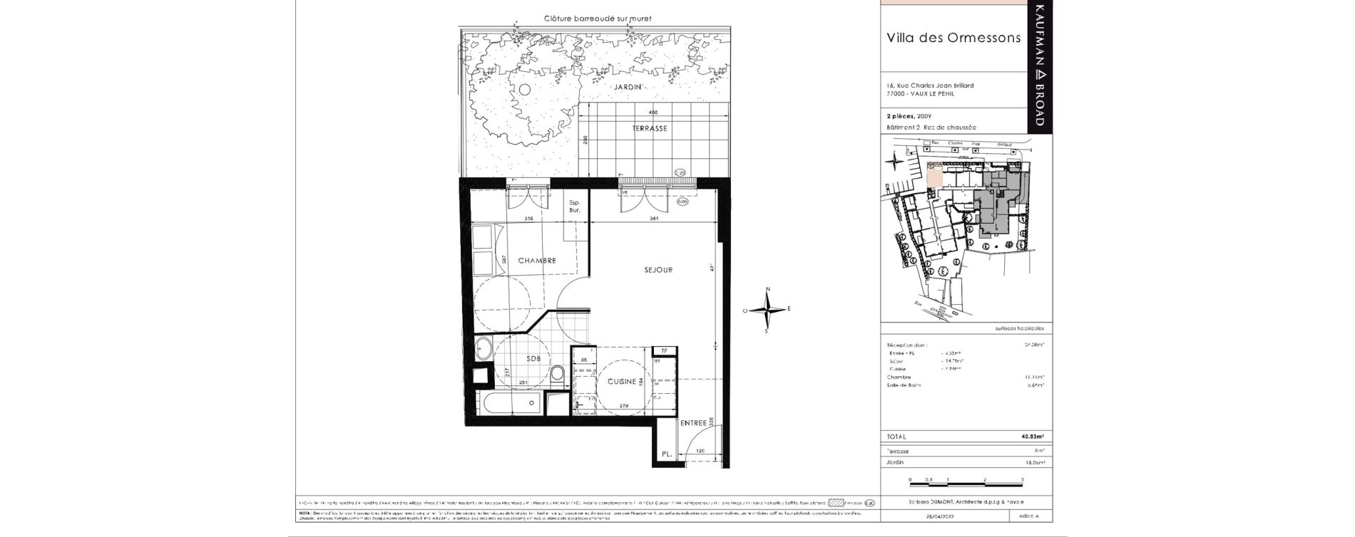 Appartement T2 de 40,83 m2 &agrave; Vaux-Le-P&eacute;nil Centre