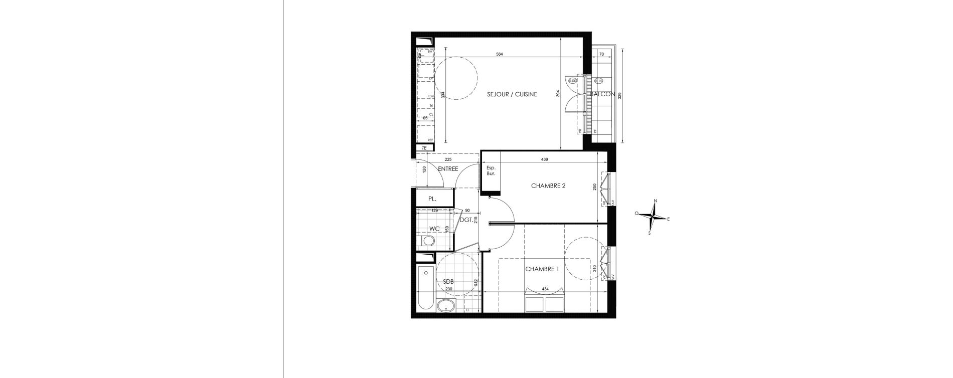 Appartement T3 de 59,31 m2 &agrave; Vaux-Le-P&eacute;nil Centre