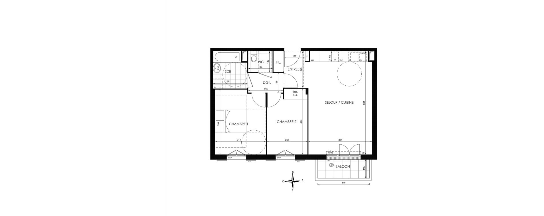 Appartement T3 de 59,57 m2 &agrave; Vaux-Le-P&eacute;nil Centre