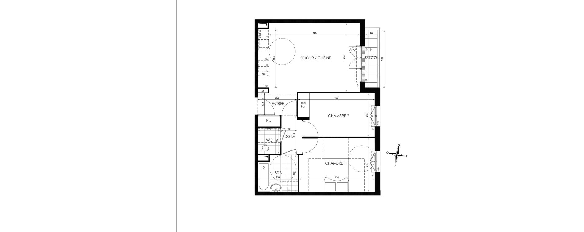 Appartement T3 de 59,31 m2 &agrave; Vaux-Le-P&eacute;nil Centre
