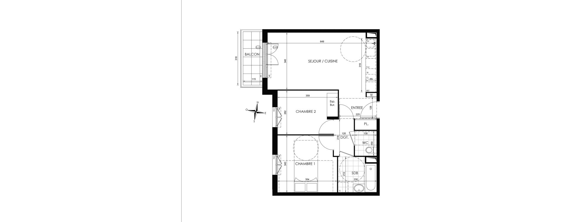 Appartement T3 de 56,33 m2 &agrave; Vaux-Le-P&eacute;nil Centre