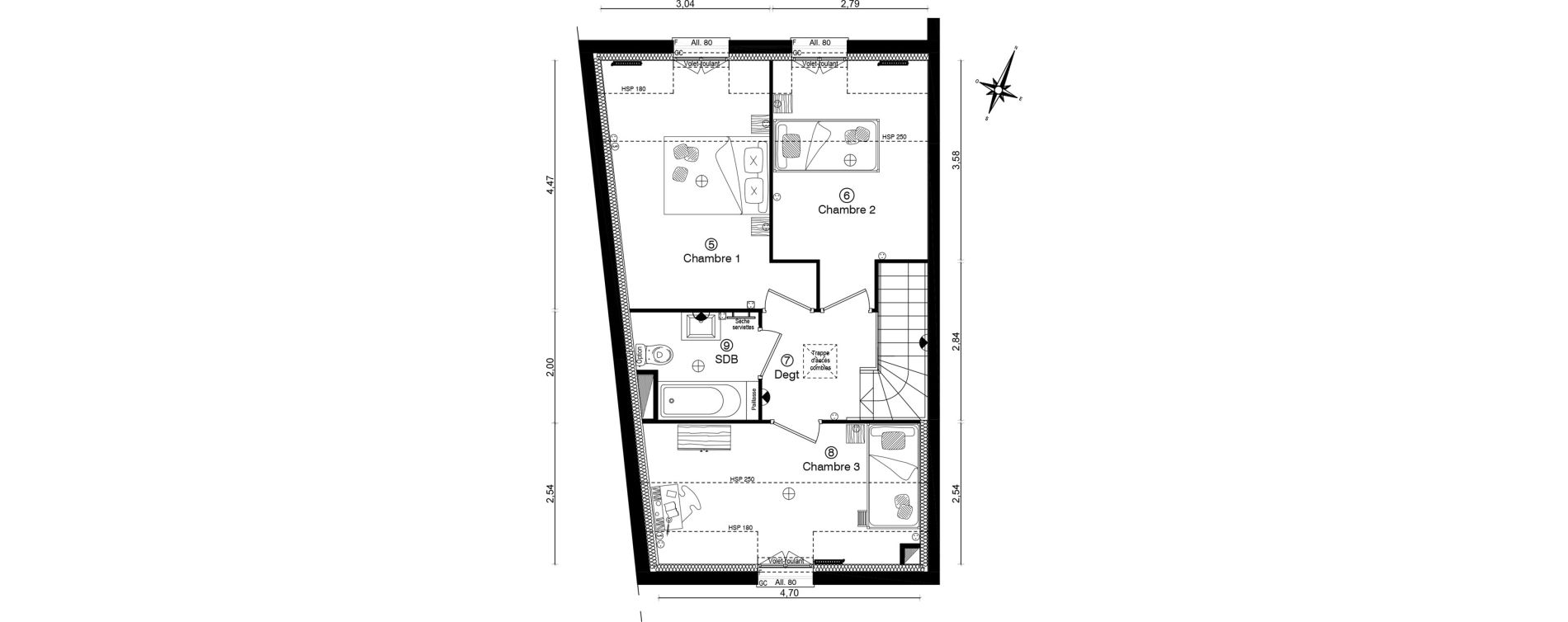 Duplex T4 de 84,40 m2 &agrave; Villevaud&eacute; Centre