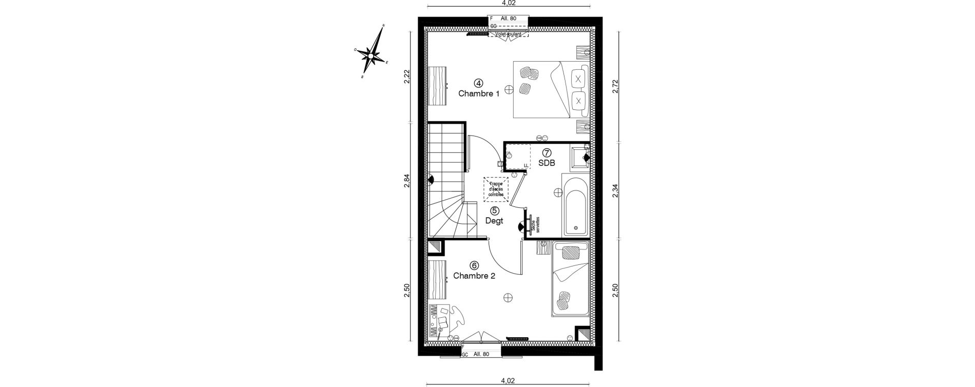 Duplex T3 de 54,70 m2 &agrave; Villevaud&eacute; Centre