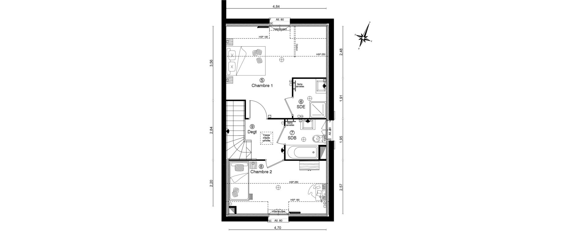 Duplex T3 de 75,90 m2 &agrave; Villevaud&eacute; Centre