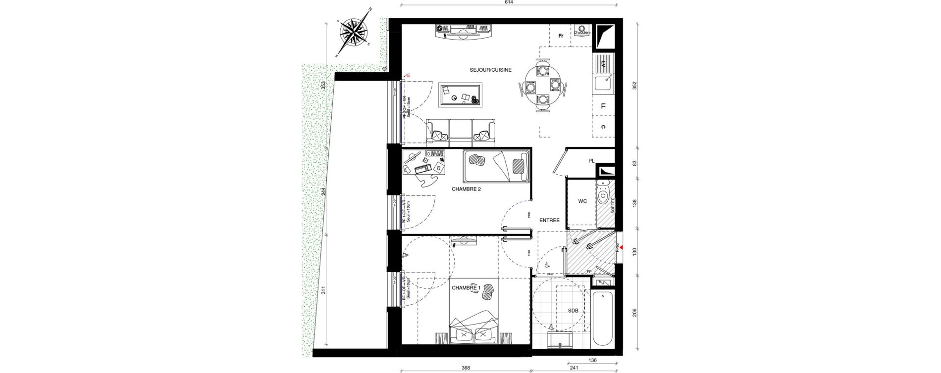 Appartement T3 de 54,20 m2 &agrave; Villevaud&eacute; Centre