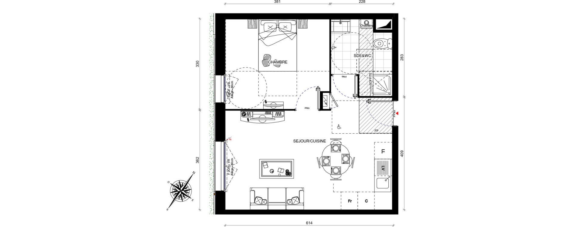 Appartement T2 de 41,30 m2 &agrave; Villevaud&eacute; Centre
