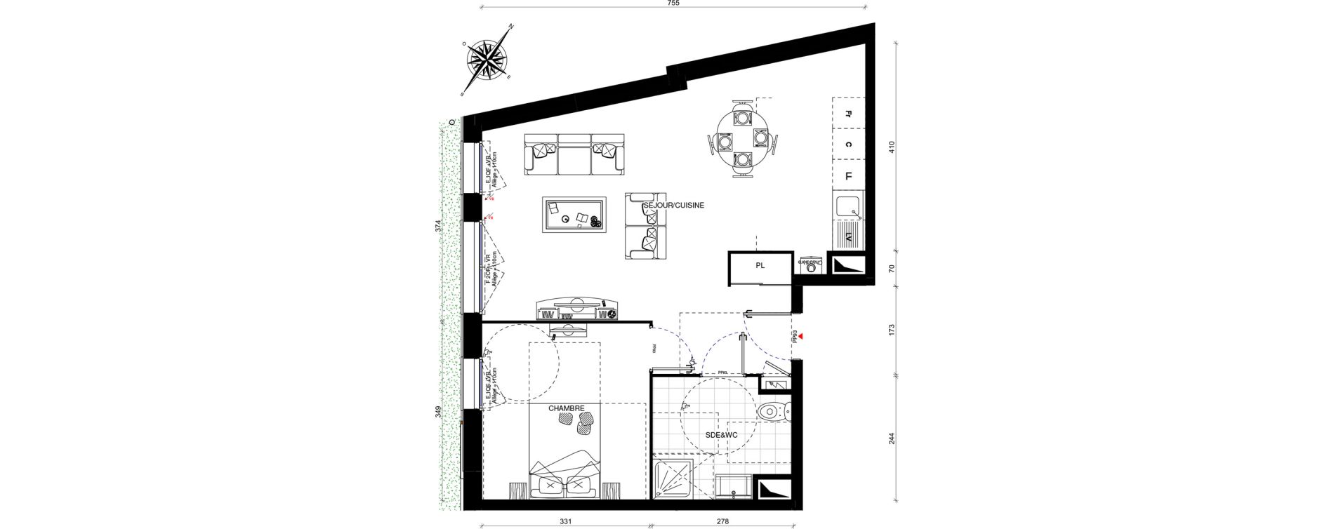 Appartement T2 de 53,30 m2 &agrave; Villevaud&eacute; Centre