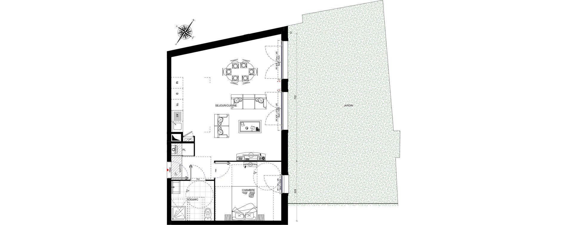 Appartement T2 de 58,00 m2 &agrave; Villevaud&eacute; Centre