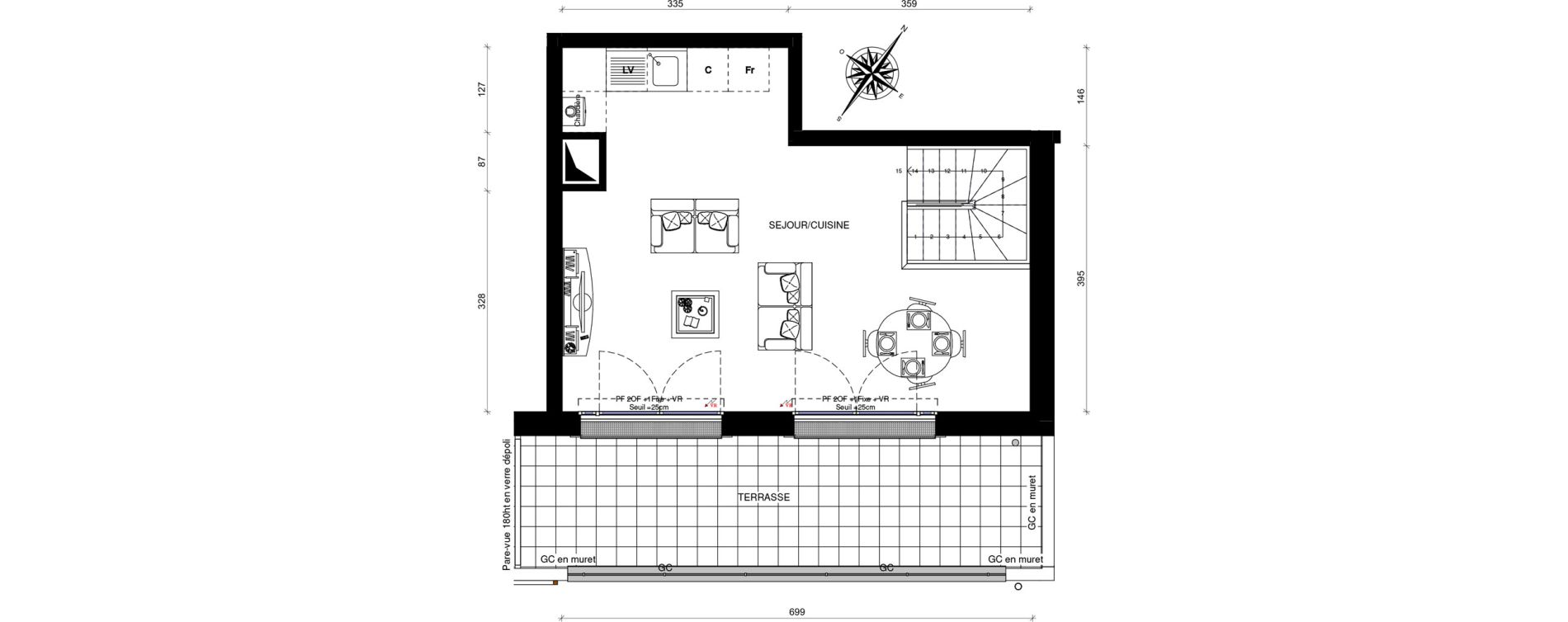 Duplex T3 de 67,40 m2 &agrave; Villevaud&eacute; Centre