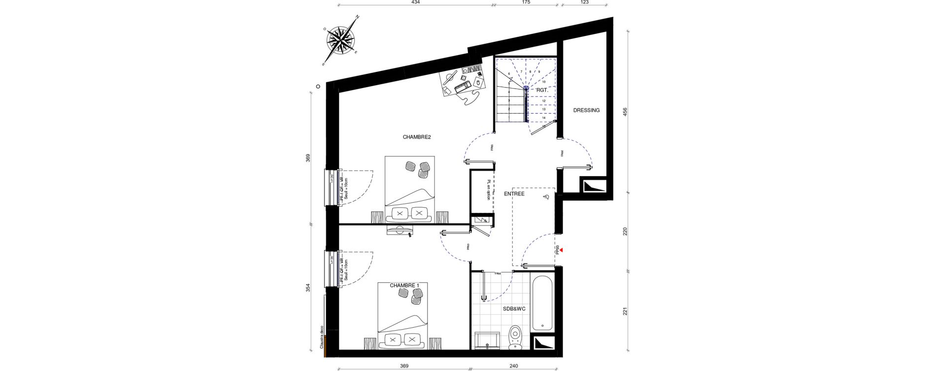 Duplex T3 de 84,20 m2 &agrave; Villevaud&eacute; Centre