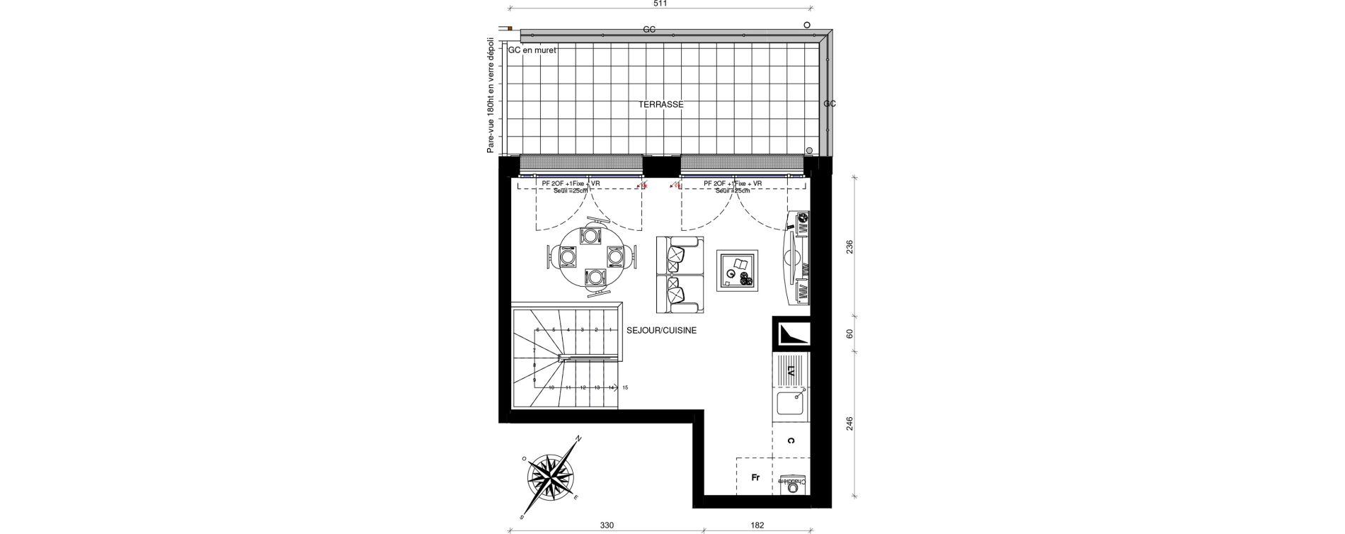 Duplex T3 de 47,80 m2 &agrave; Villevaud&eacute; Centre