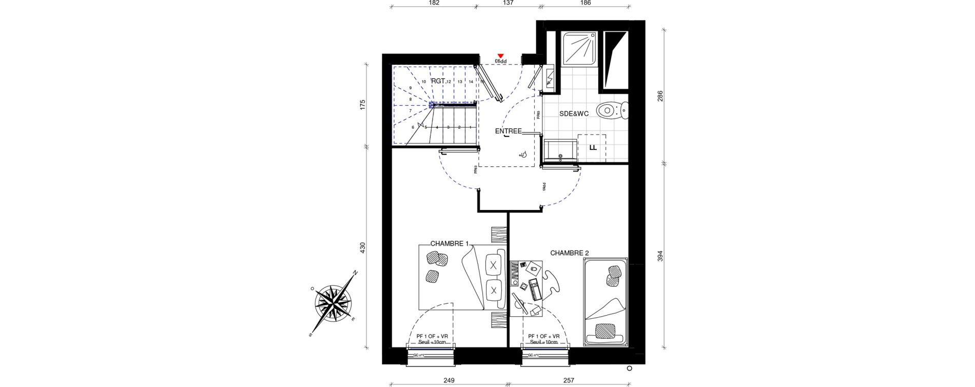 Duplex T3 de 49,10 m2 &agrave; Villevaud&eacute; Centre