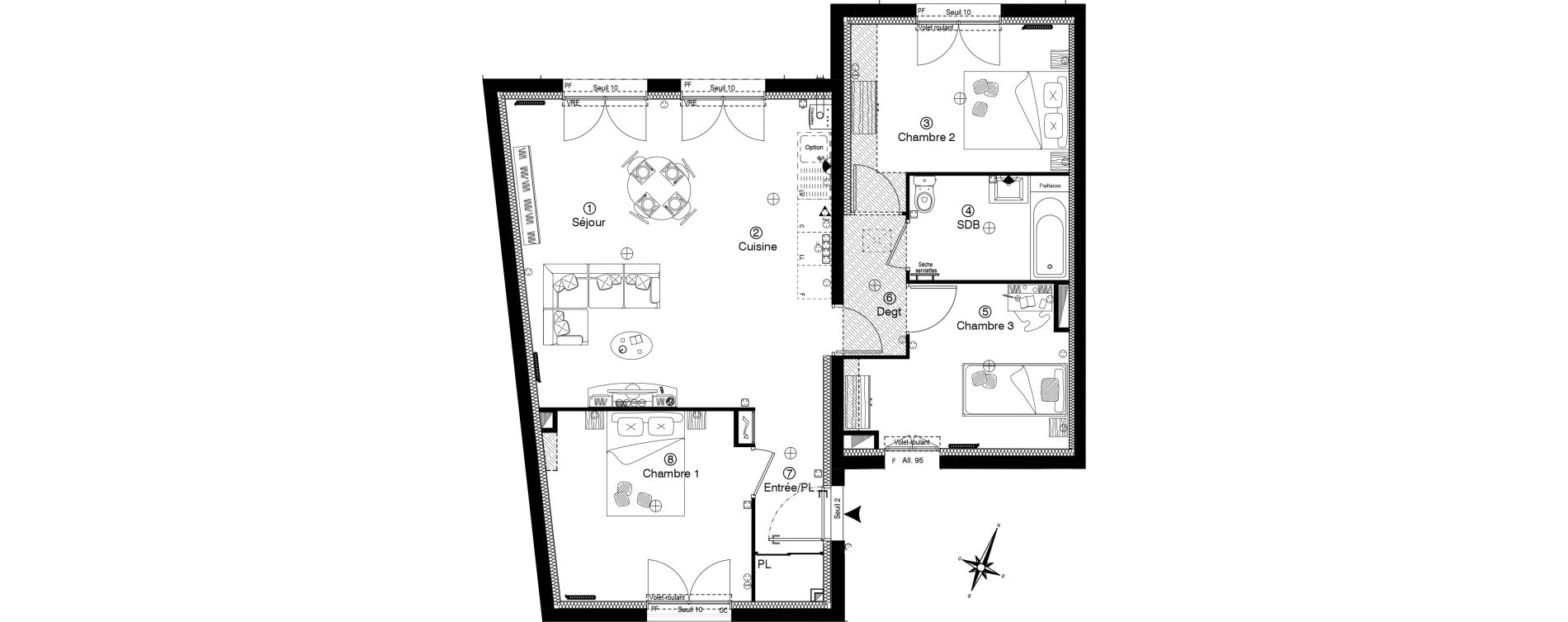 Appartement T4 de 77,30 m2 &agrave; Villevaud&eacute; Centre