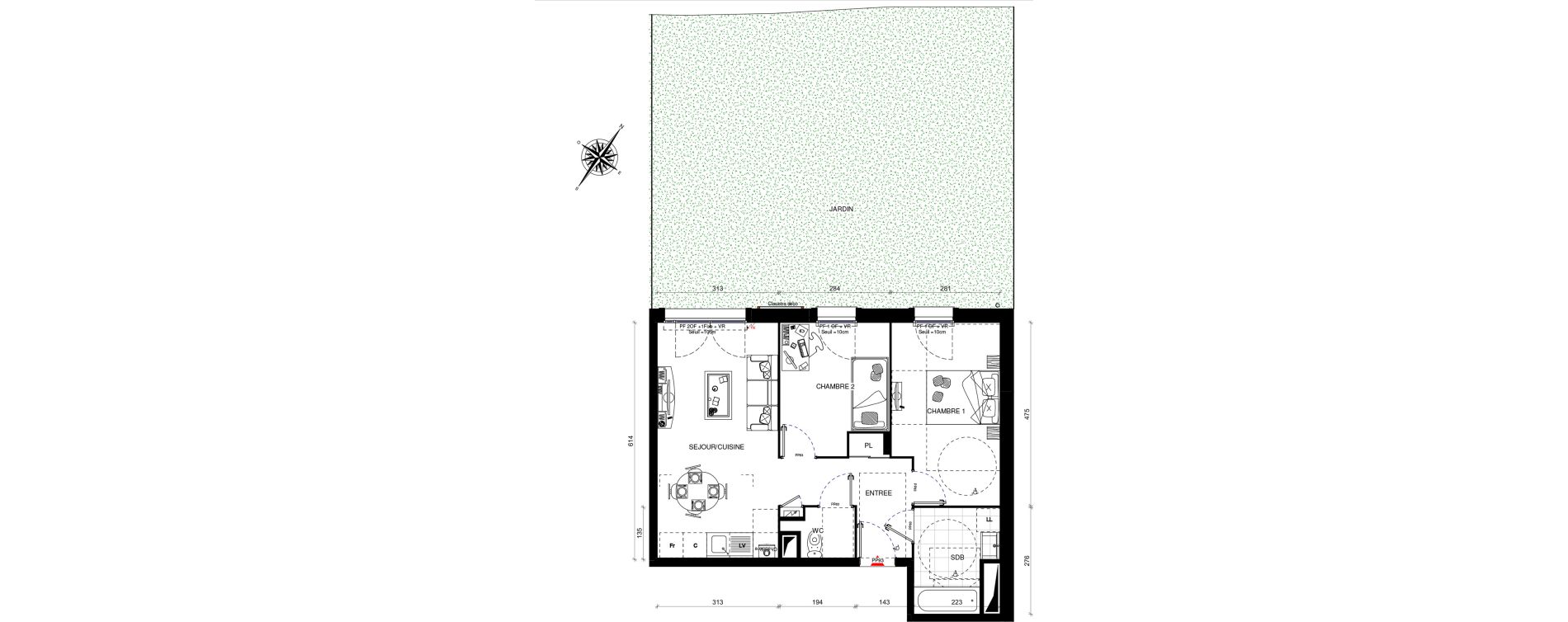 Appartement T3 de 54,90 m2 &agrave; Villevaud&eacute; Centre