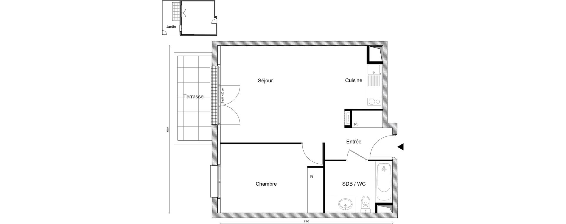Appartement T2 de 45,03 m2 &agrave; Voisenon Centre
