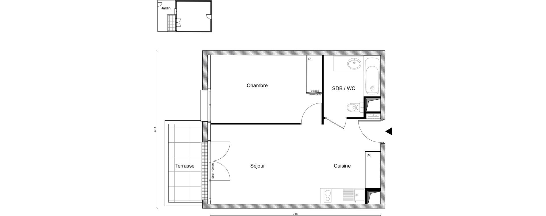 Appartement T2 de 41,66 m2 &agrave; Voisenon Centre