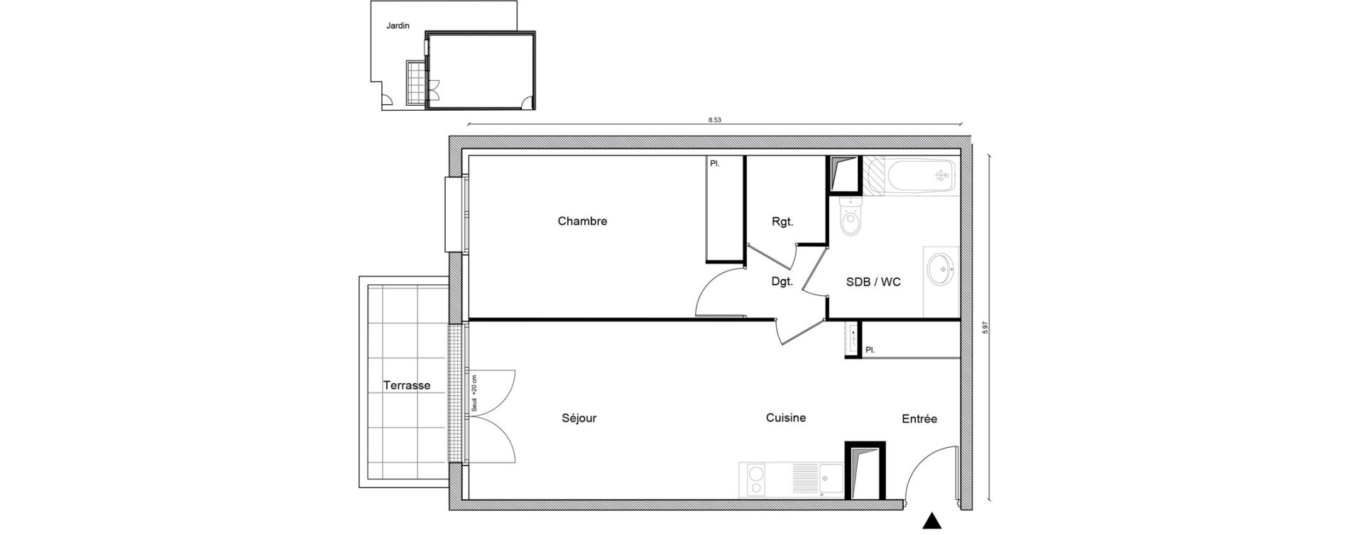 Appartement T2 de 48,81 m2 &agrave; Voisenon Centre