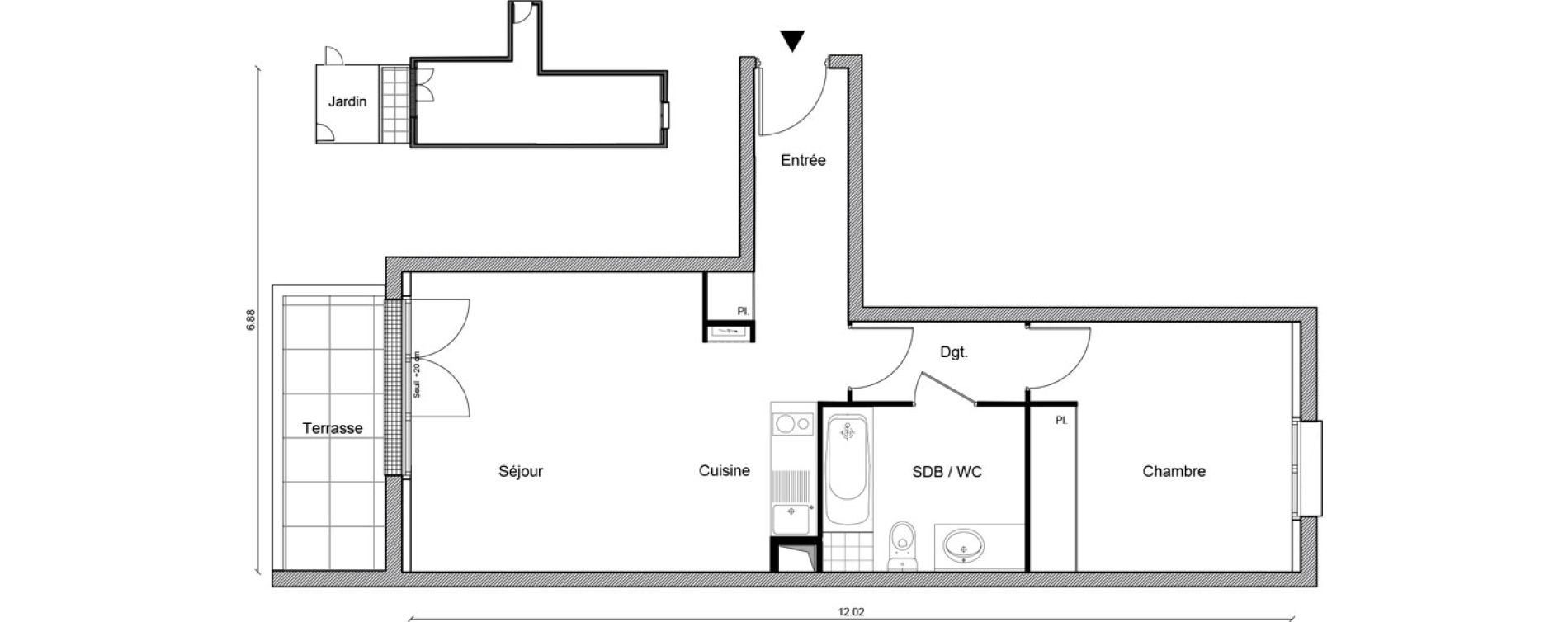 Appartement T2 de 47,66 m2 &agrave; Voisenon Centre