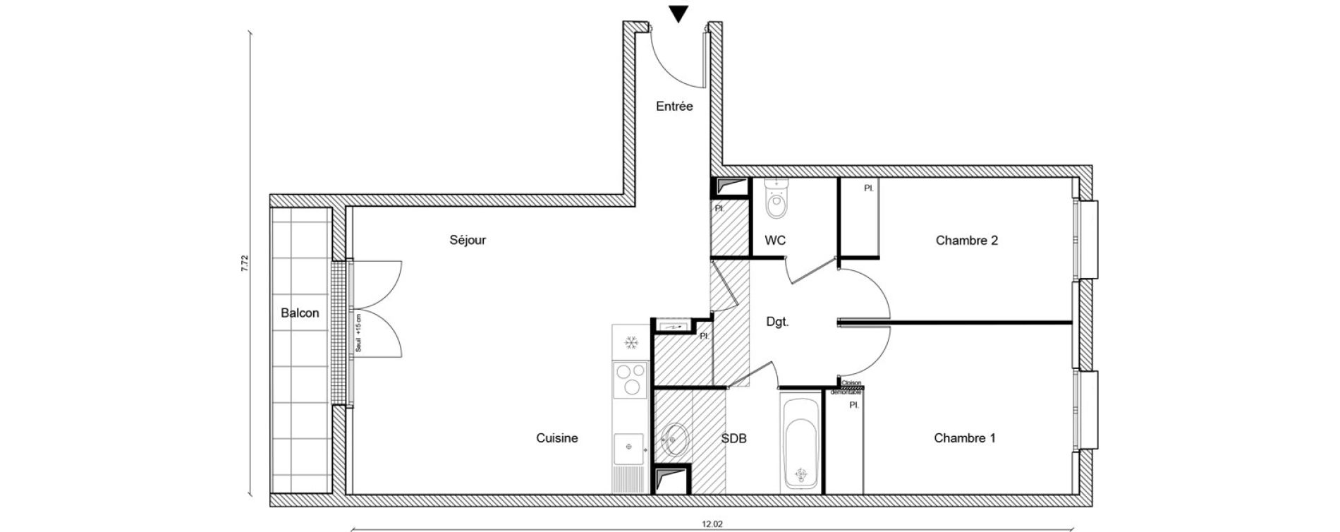 Appartement T3 de 62,63 m2 &agrave; Voisenon Centre
