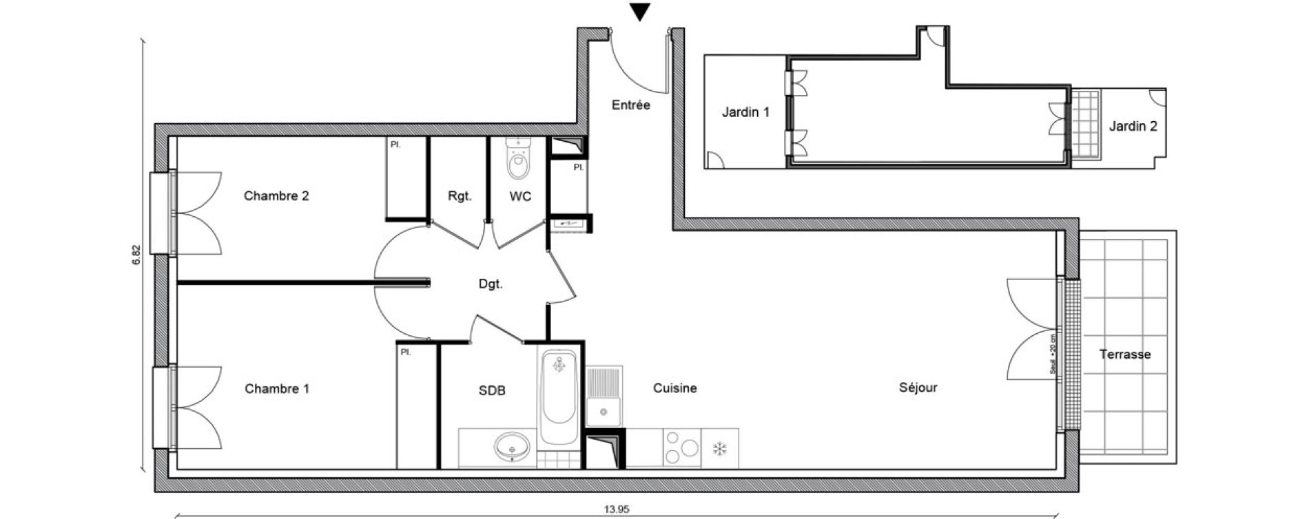 Appartement T3 de 64,97 m2 &agrave; Voisenon Centre