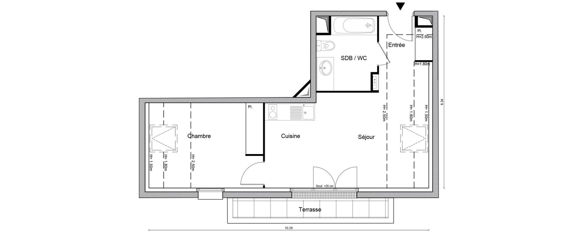 Appartement T2 de 40,26 m2 &agrave; Voisenon Centre