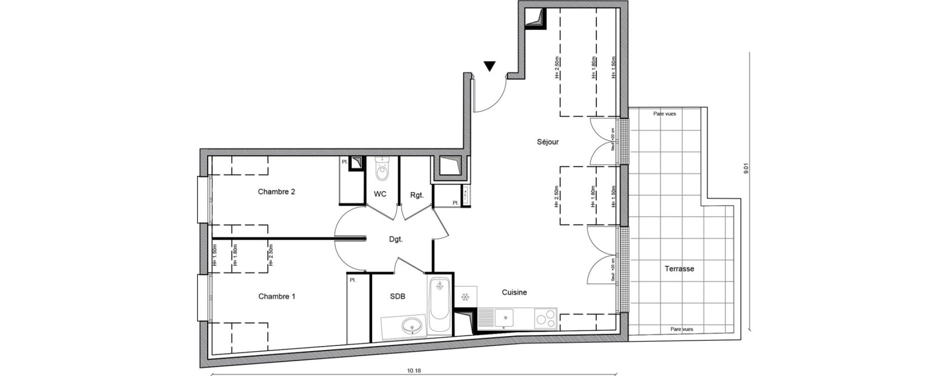 Appartement T3 de 64,51 m2 &agrave; Voisenon Centre