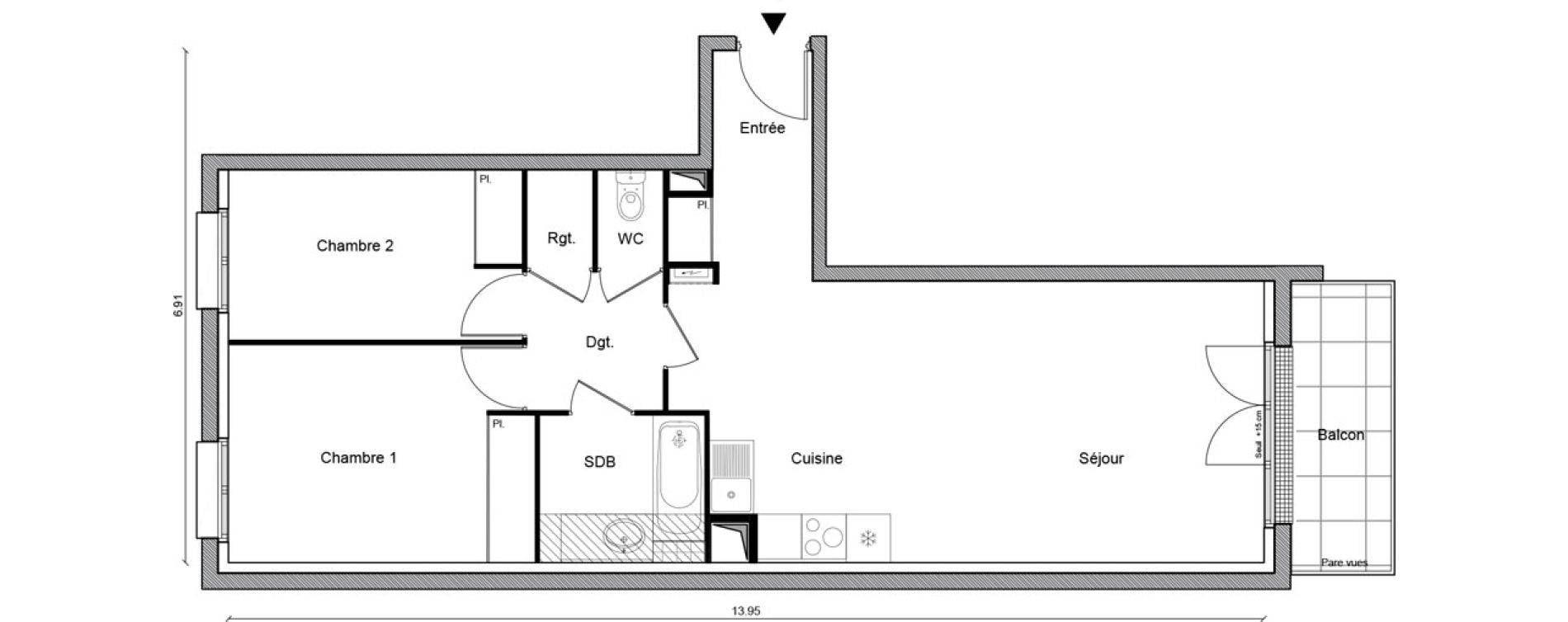 Appartement T3 de 65,01 m2 &agrave; Voisenon Centre