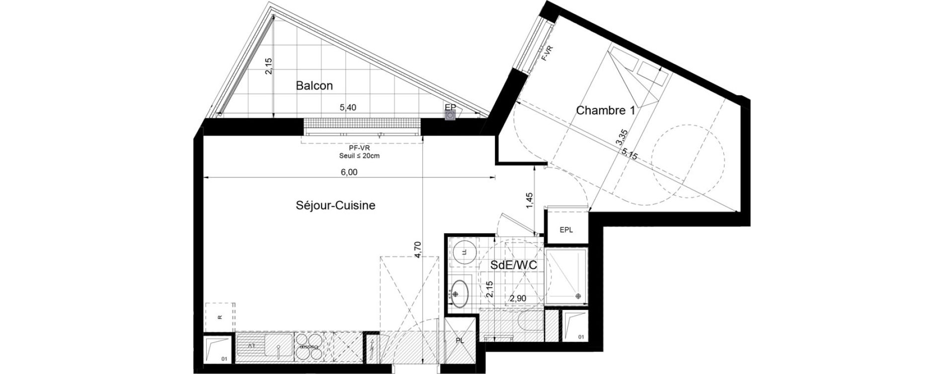 Appartement T2 de 46,20 m2 &agrave; Aubervilliers Centre