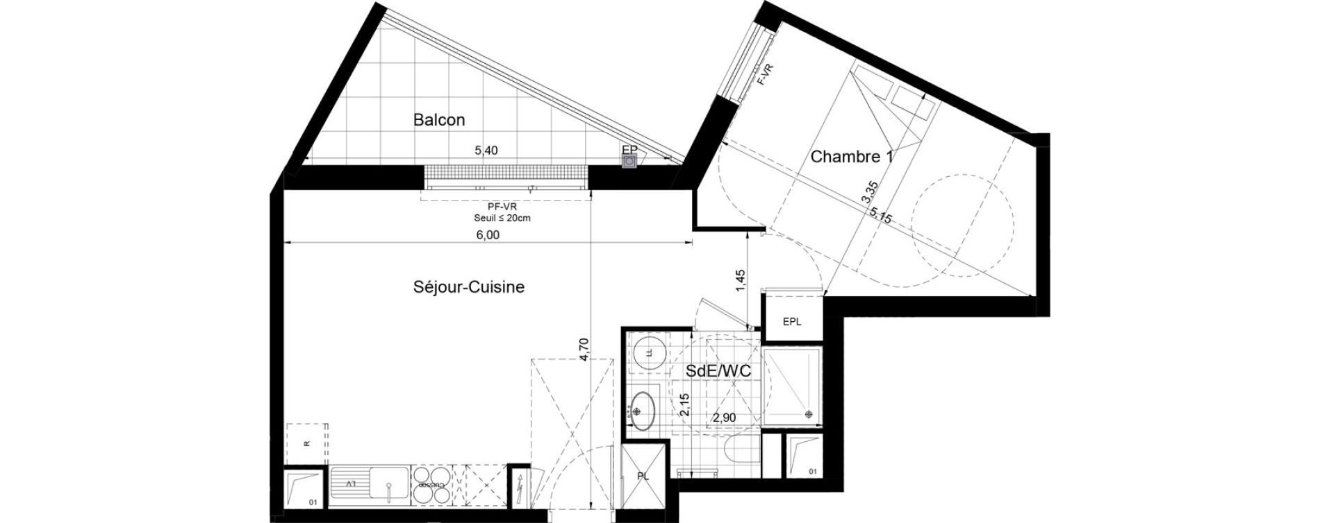 Appartement T2 de 46,20 m2 &agrave; Aubervilliers Centre