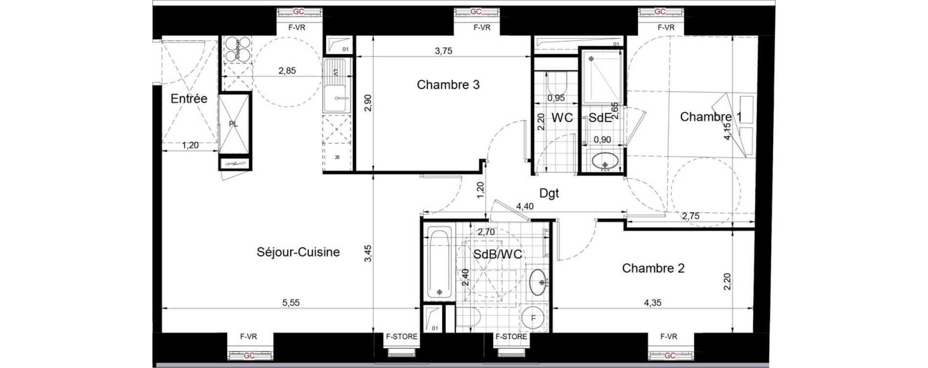 Appartement T4 de 79,90 m2 &agrave; Aubervilliers Centre