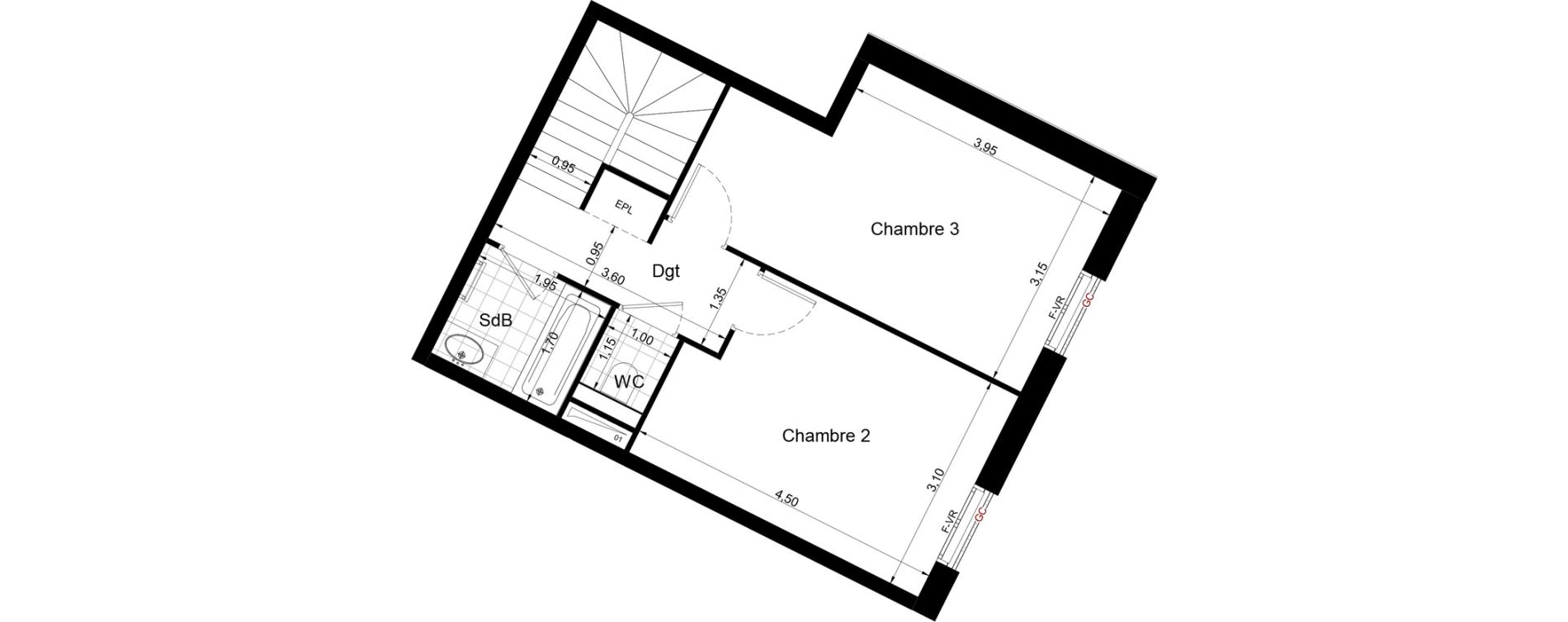 Duplex T4 de 93,70 m2 &agrave; Aubervilliers Centre