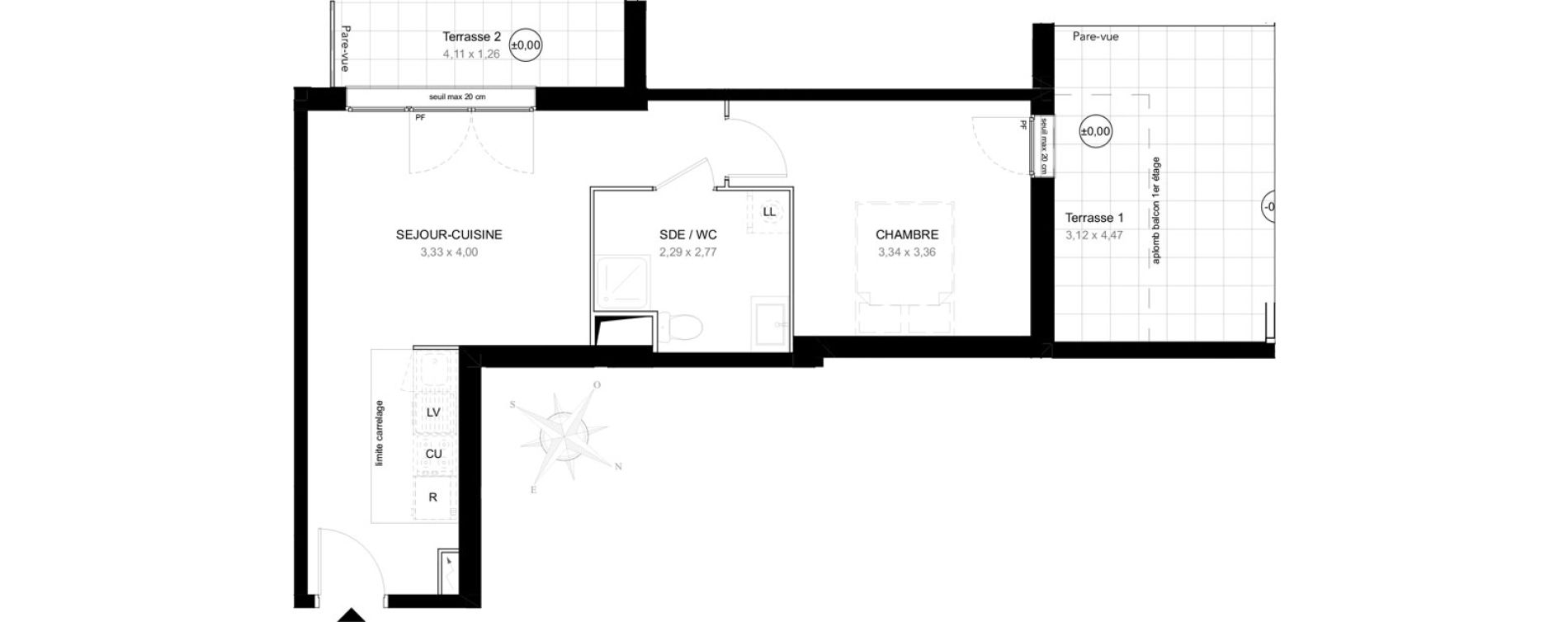 Appartement T2 de 41,10 m2 &agrave; Aubervilliers L&eacute;nine