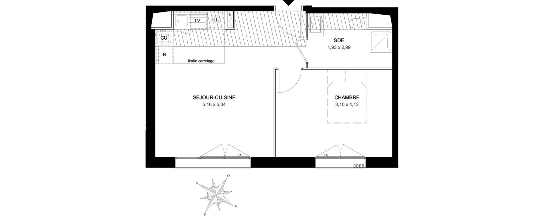 Appartement T2 de 41,36 m2 &agrave; Aubervilliers L&eacute;nine