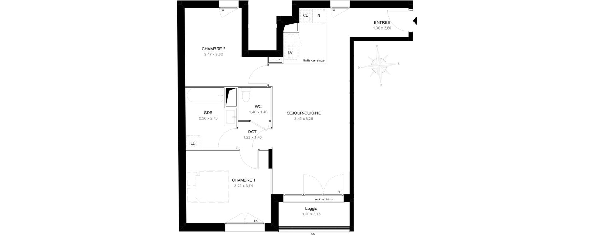 Appartement T3 de 61,63 m2 &agrave; Aubervilliers L&eacute;nine