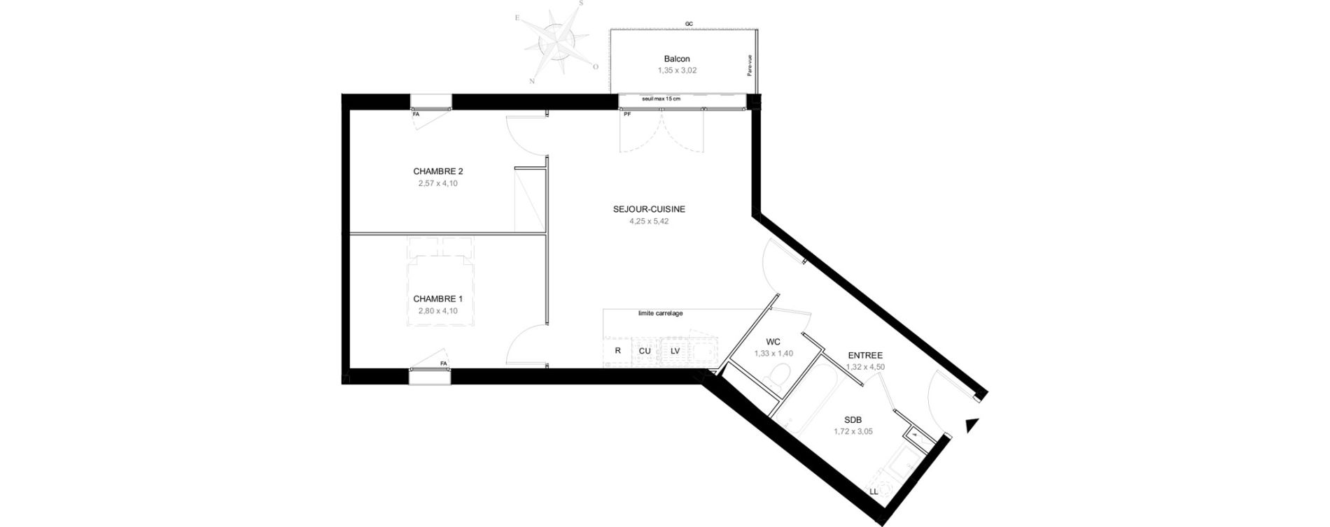Appartement T3 de 58,77 m2 &agrave; Aubervilliers L&eacute;nine