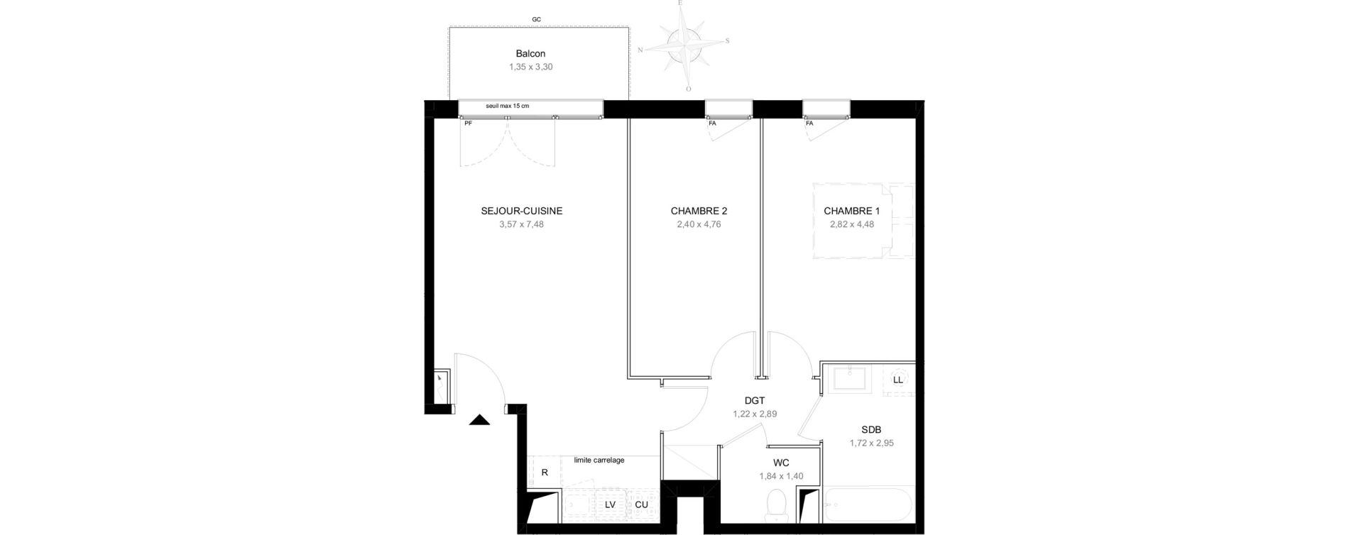 Appartement T3 de 59,87 m2 &agrave; Aubervilliers L&eacute;nine