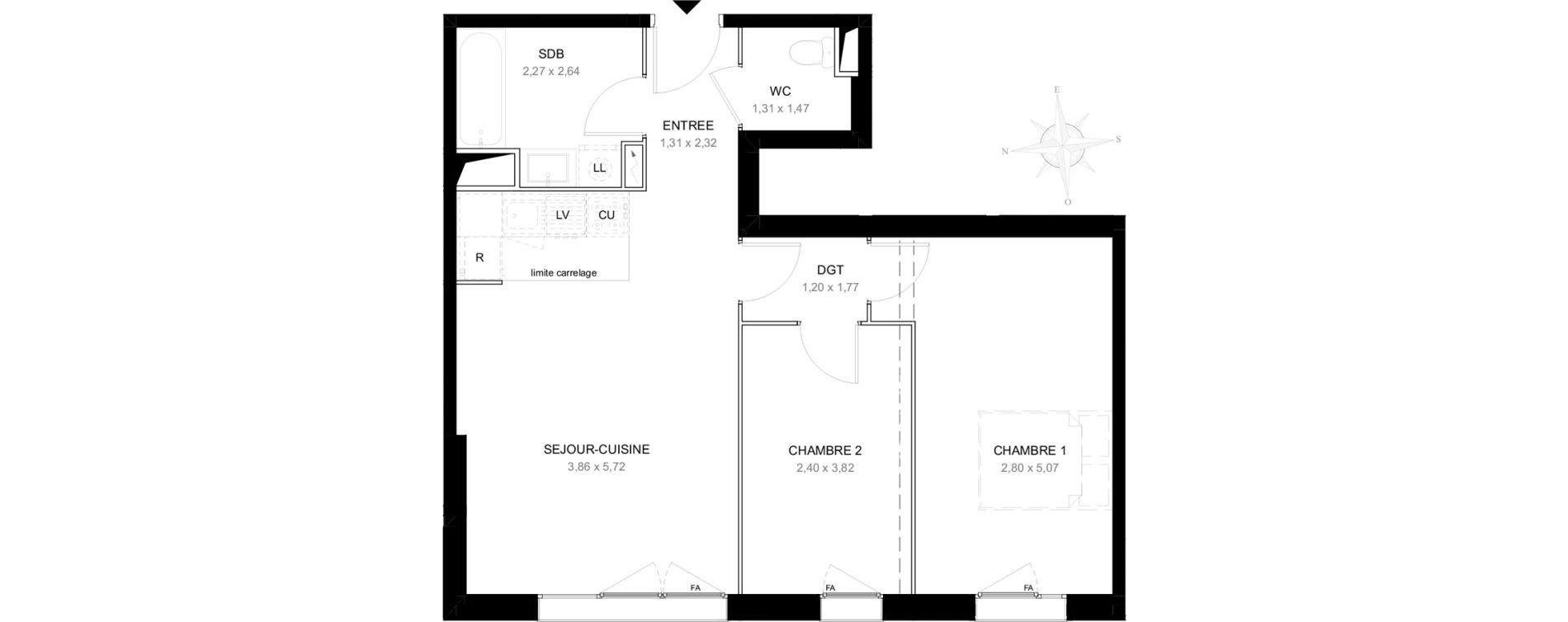 Appartement T3 de 59,23 m2 &agrave; Aubervilliers L&eacute;nine