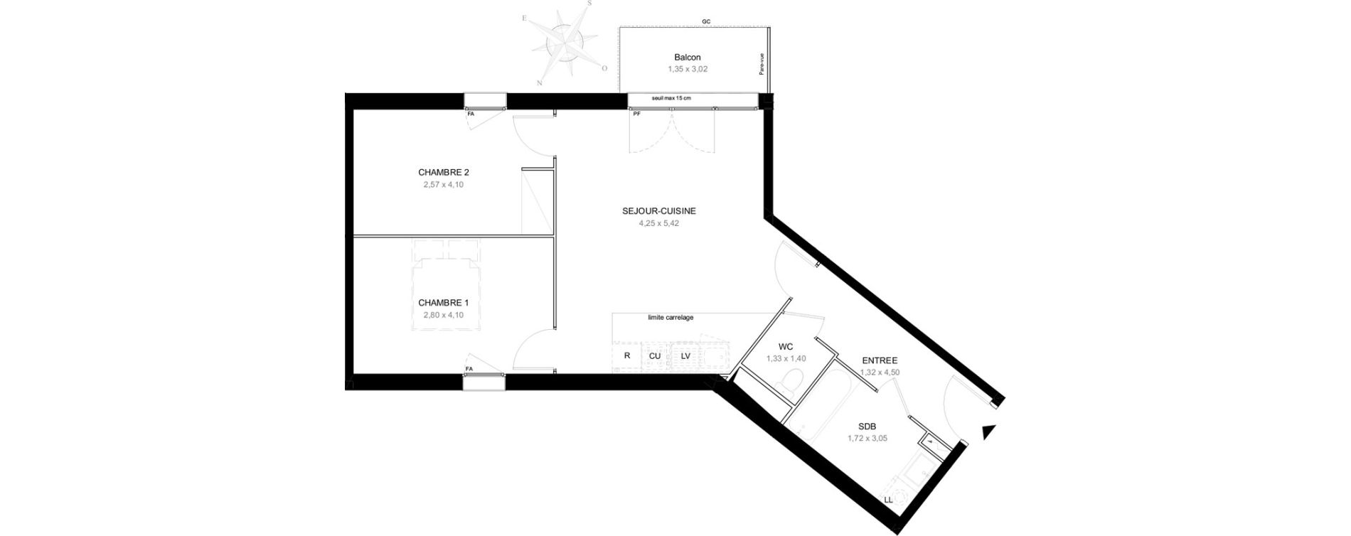 Appartement T3 de 58,77 m2 &agrave; Aubervilliers L&eacute;nine